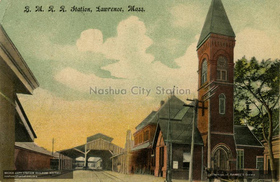 Postcard: Boston & Maine Railroad Station, Lawrence, Massachusetts